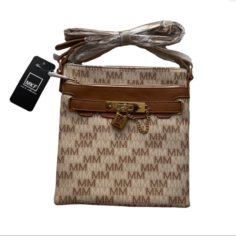 MKF by Mia K. Tessa Womens Crossbody Bag Shoulder Handbag Beige